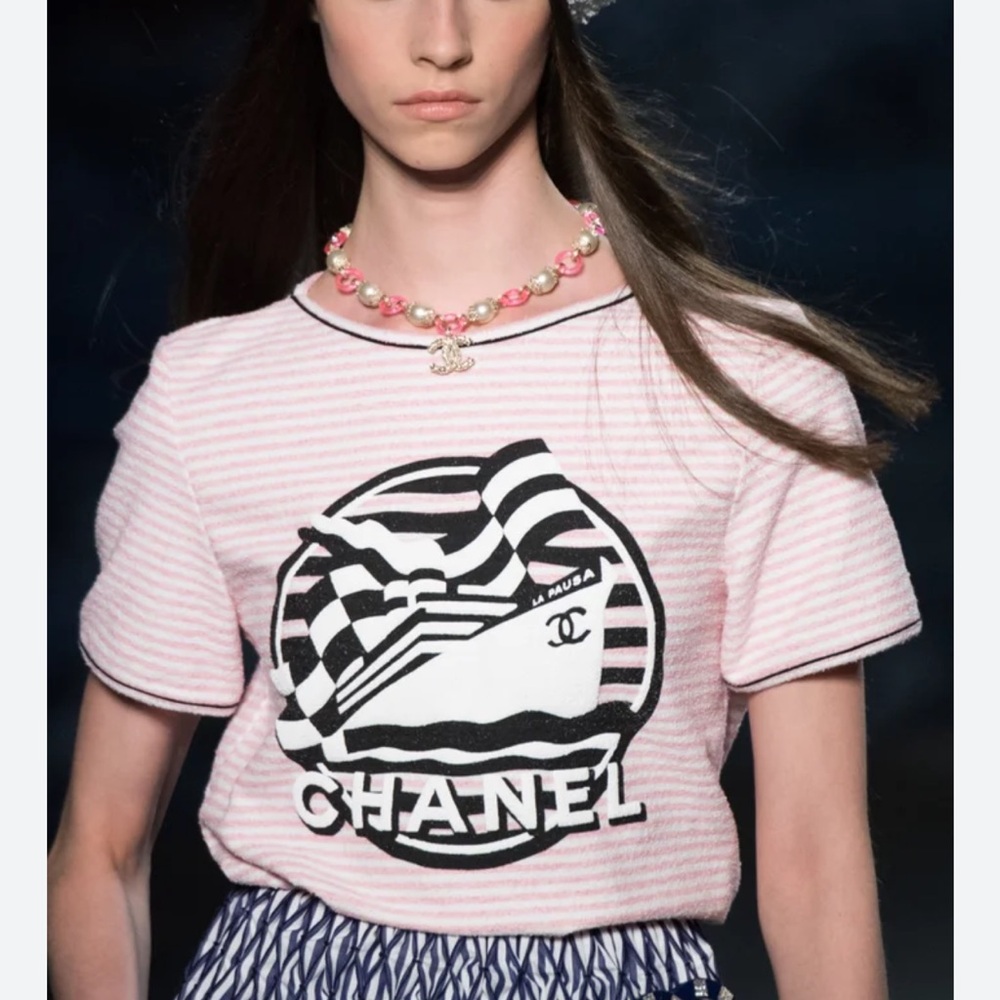 Chanel Pink Striped Cruise Top & Shorts set